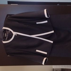 John Meyer Suit - Jacket & Sleeveless Dress Navy w/Cream Accent Trim